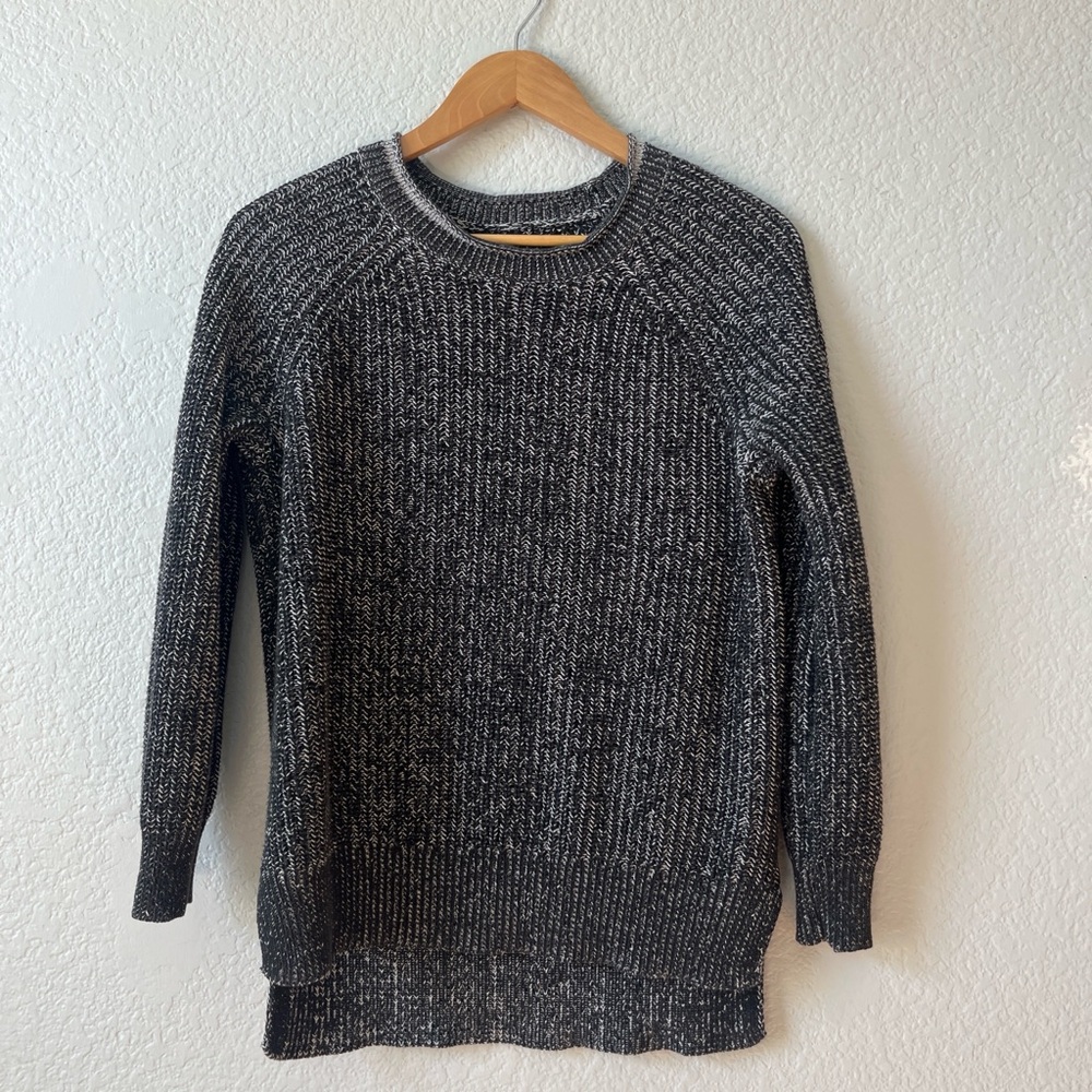 Ellen Tracy Black & White Marled Knit Crew Neck Sweater